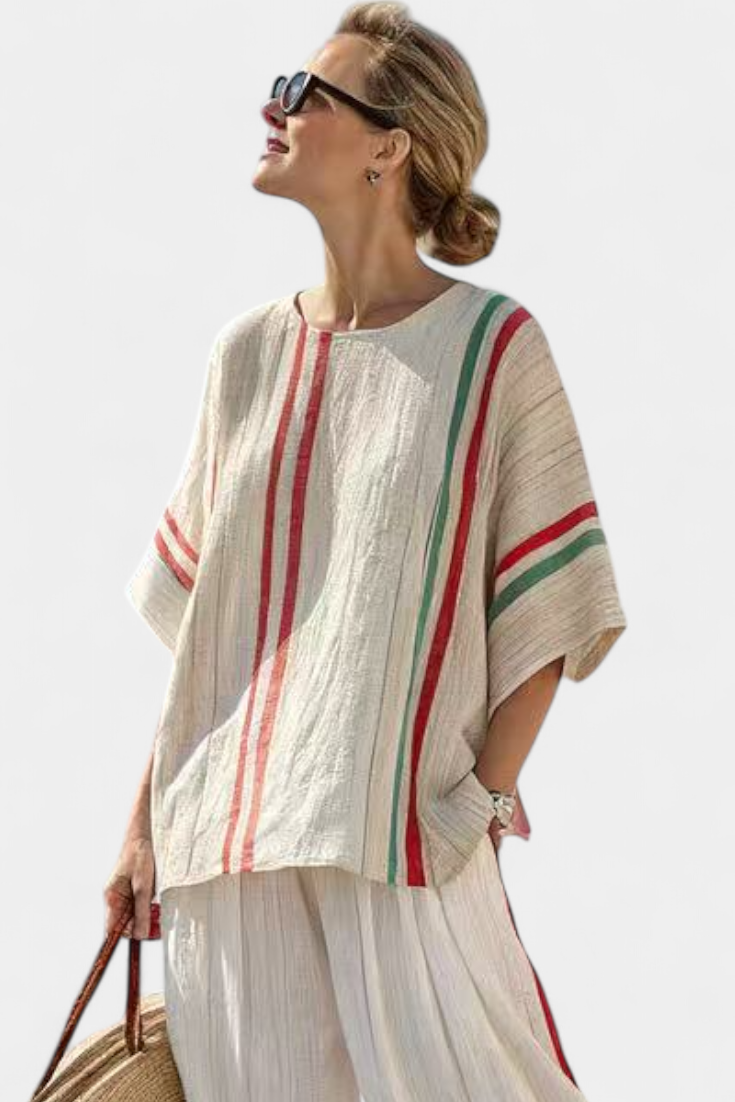 Noemi – blusa boho stampata e pantaloni larghi comodi