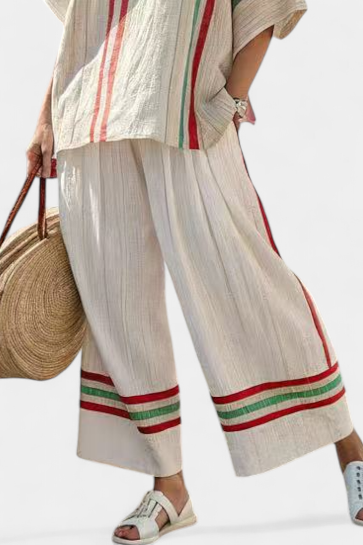 Noemi – blusa boho stampata e pantaloni larghi comodi