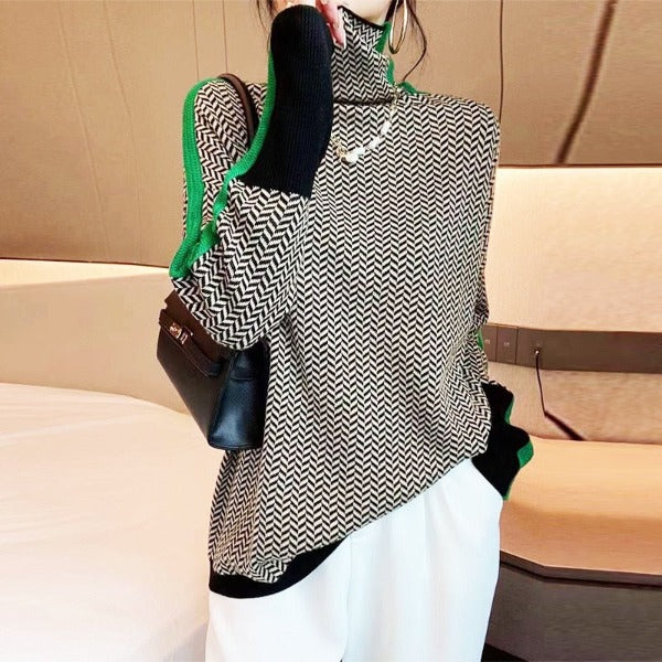 Beatriz | Maglione a collo alto con righe a contrasto vistose