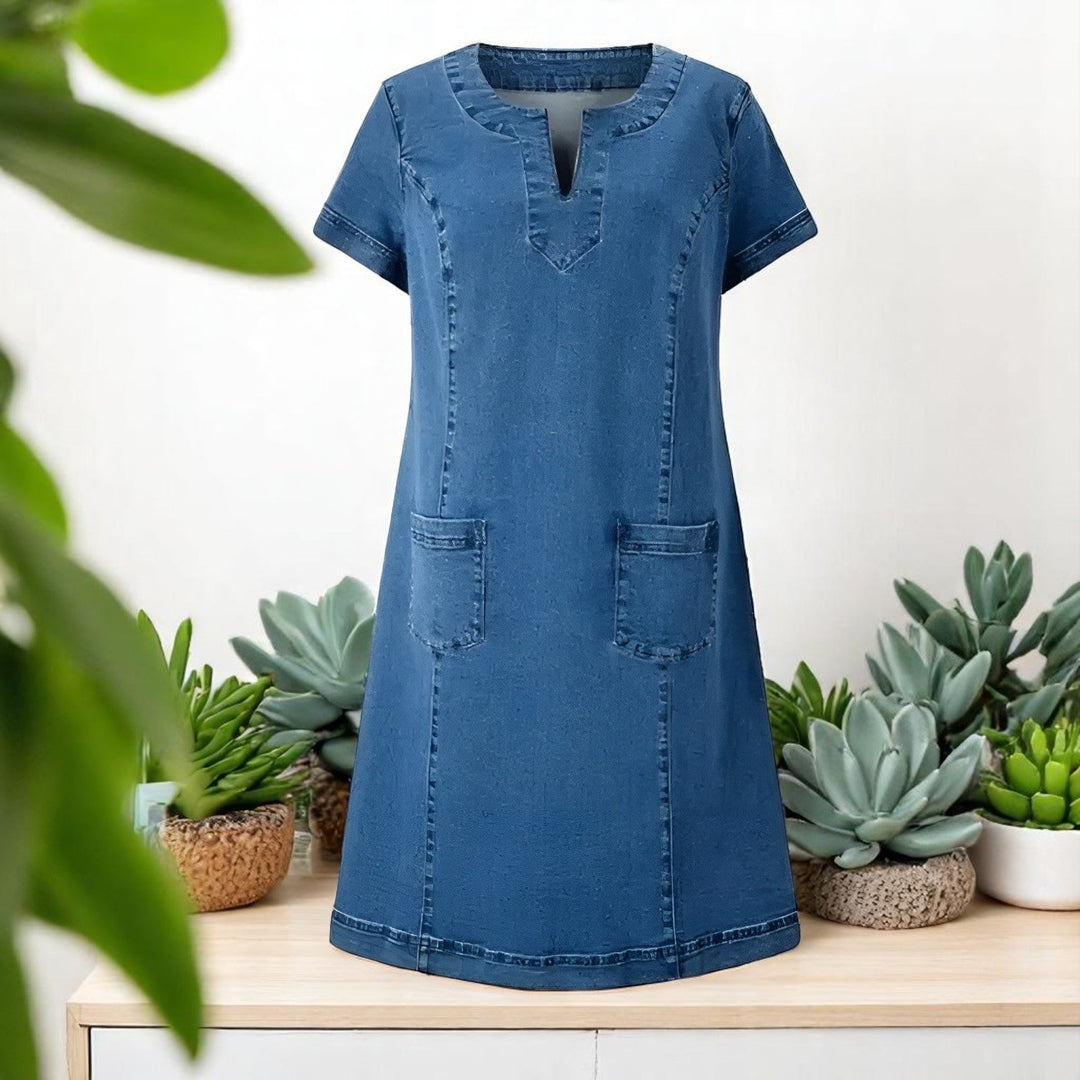 Giulia | Abito in Denim Morbido con Tasche Frontali