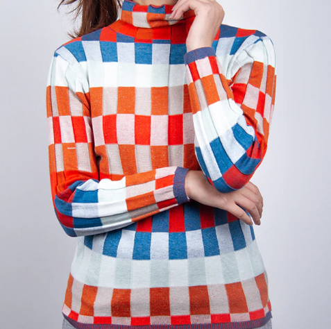 Erika | Maglione con Collo Alto Patchwork