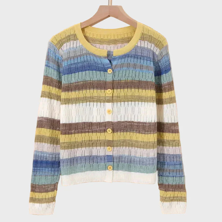 Cardigan in Maglia con Design a Righe Ispirato allo Stile Retrò