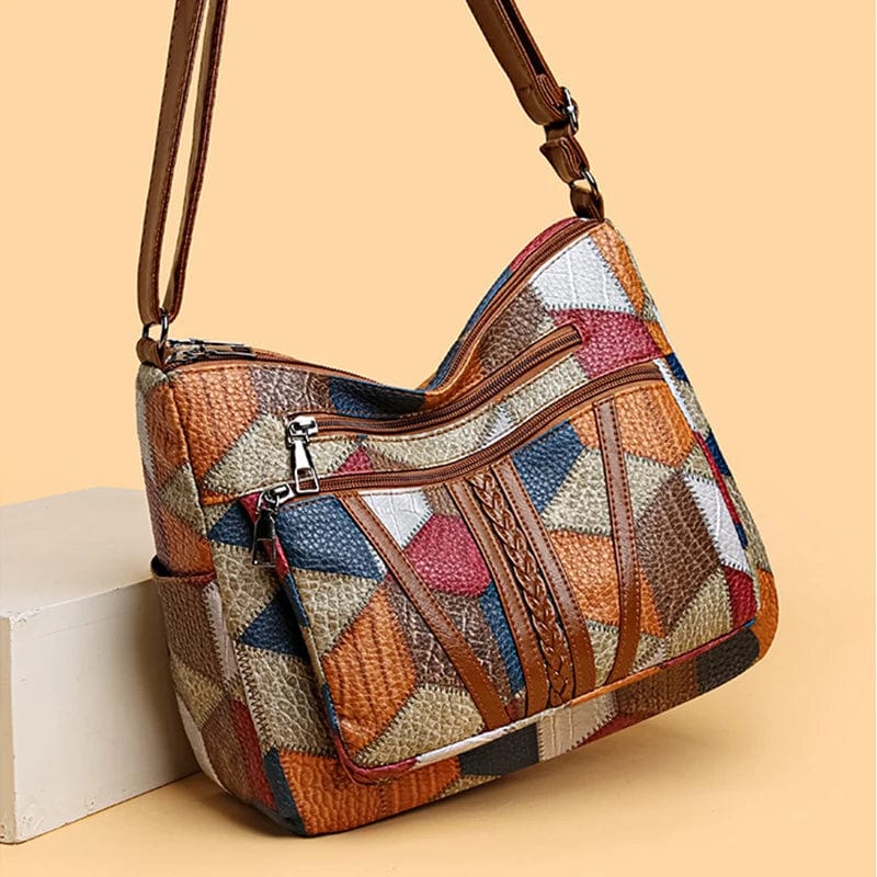 Solara | Borsa a Tracolla in Pelle con Motivo Mosaico