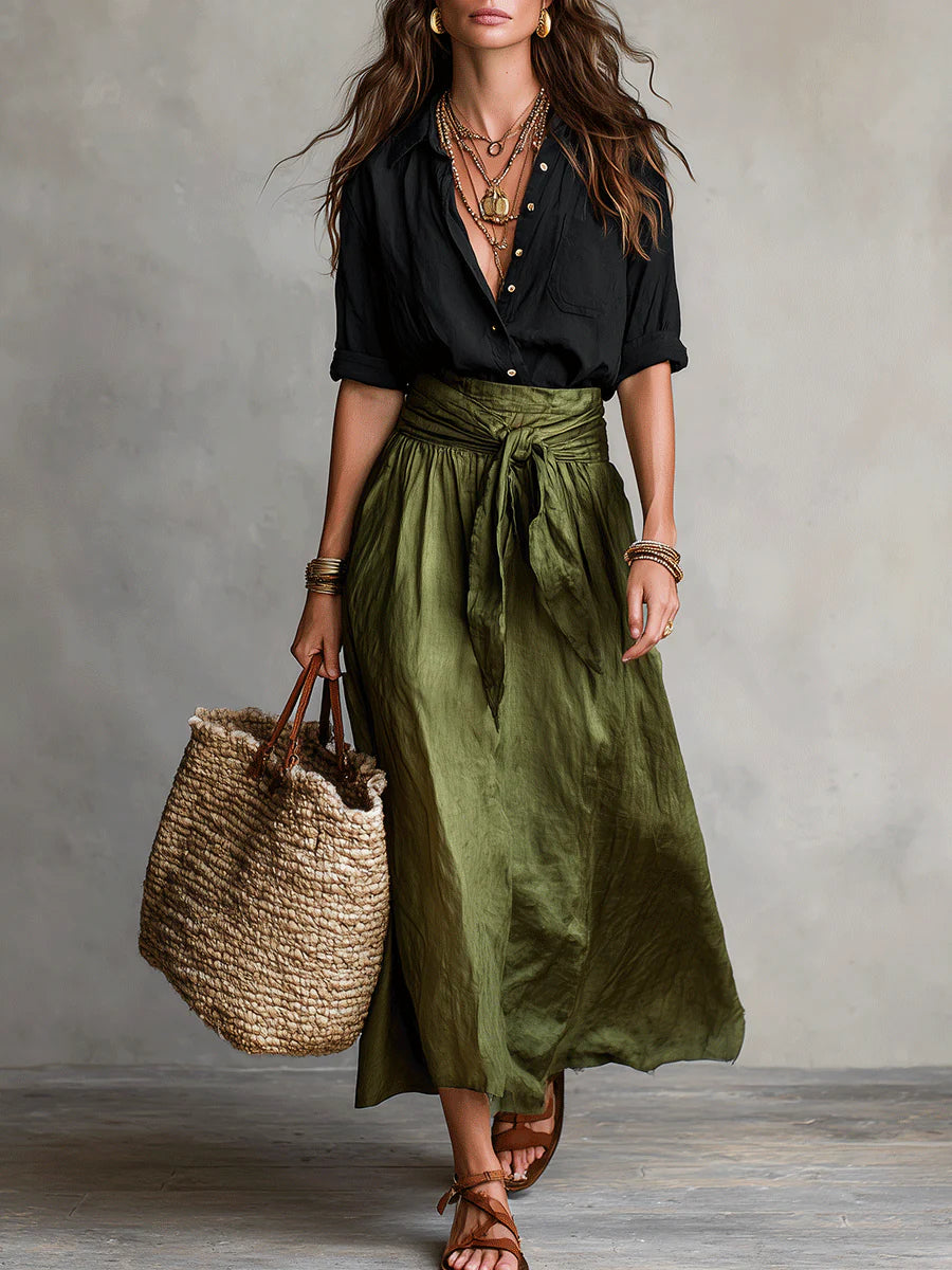 Elara™ | Set Elegante a Due Pezzi con Gonna Midi