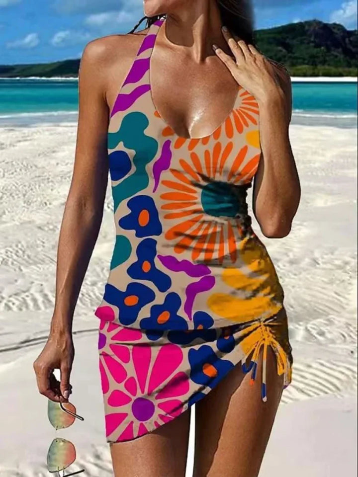 Fiesta – Tankini floreale grafico con pantaloni, effetto ventre piatto