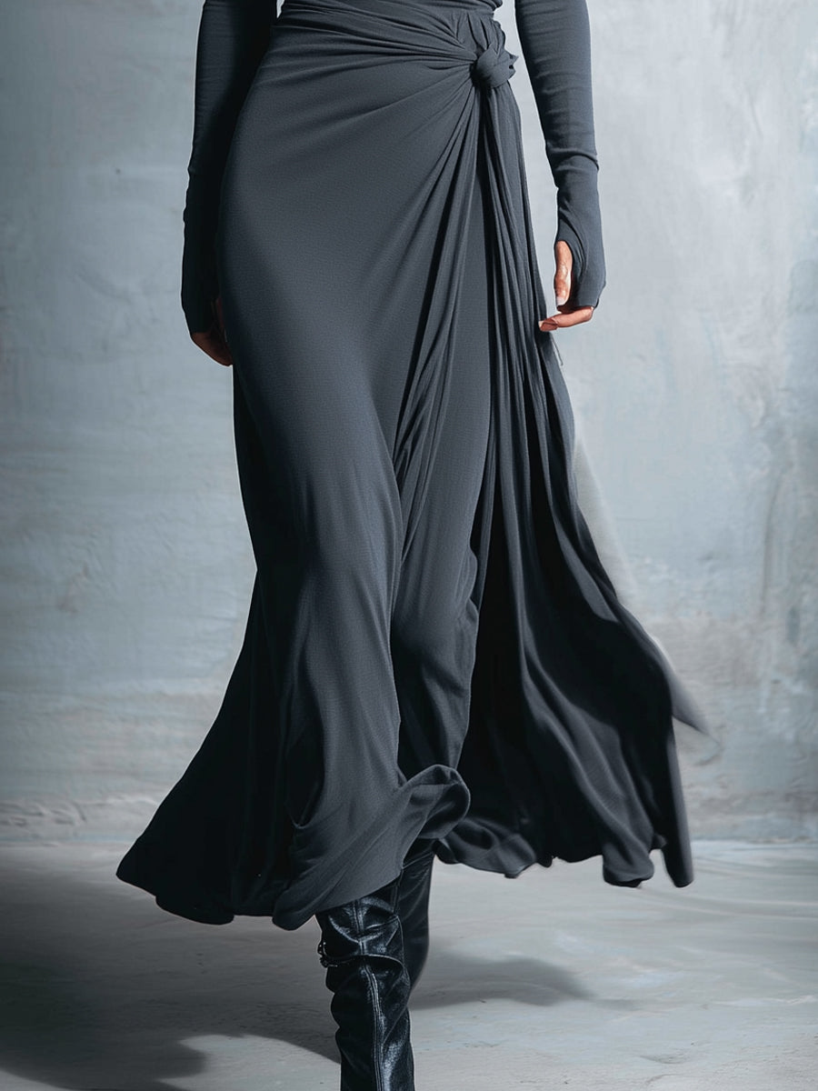 Abito Maxi con Nodo Laterale Elegante per Donna