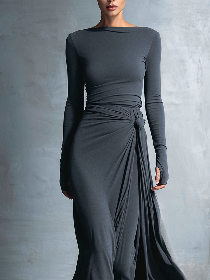 Abito Maxi con Nodo Laterale Elegante per Donna