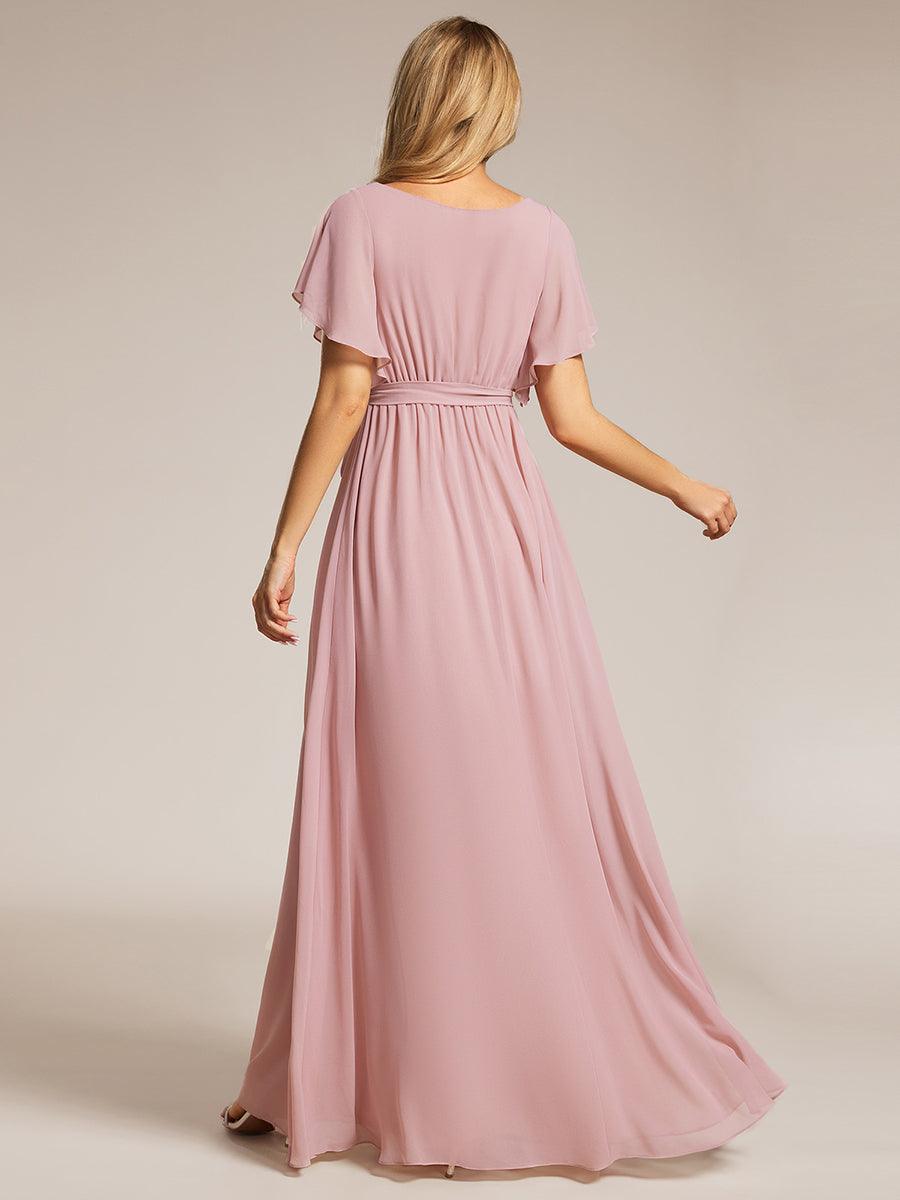 ever LEORA|Abito da damigella in chiffon con scollatura a V e maniche flottanti