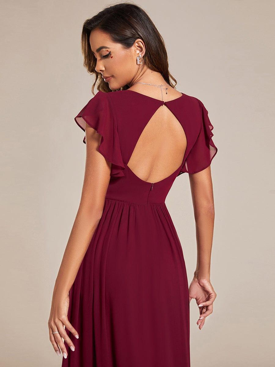 ever LILYANA|Abito da damigella in chiffon con maniche plissettate e scollatura sul retro