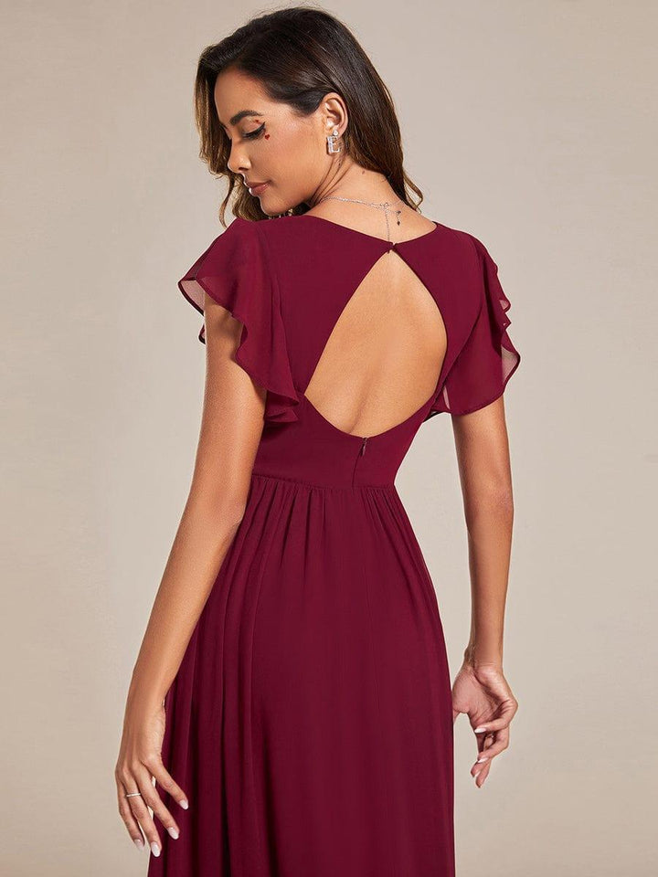 ever LILYANA|Abito da damigella in chiffon con maniche plissettate e scollatura sul retro
