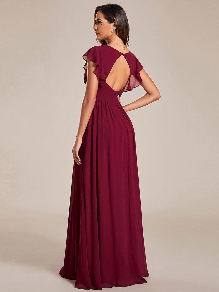 ever LILYANA|Abito da damigella in chiffon con maniche plissettate e scollatura sul retro