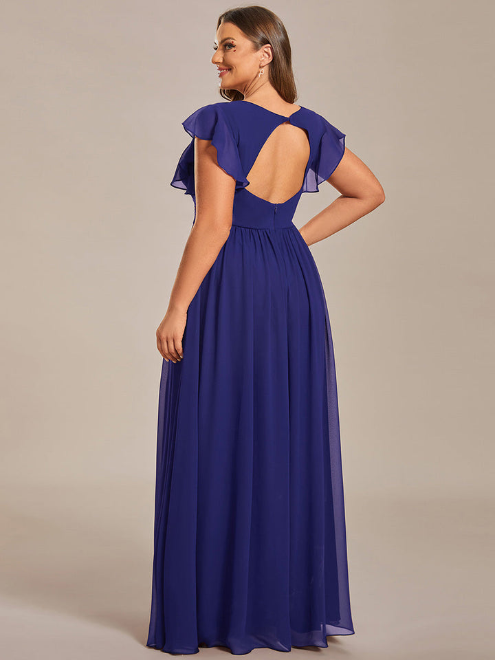 ever LILYANA|Abito da damigella in chiffon con maniche plissettate e scollatura sul retro