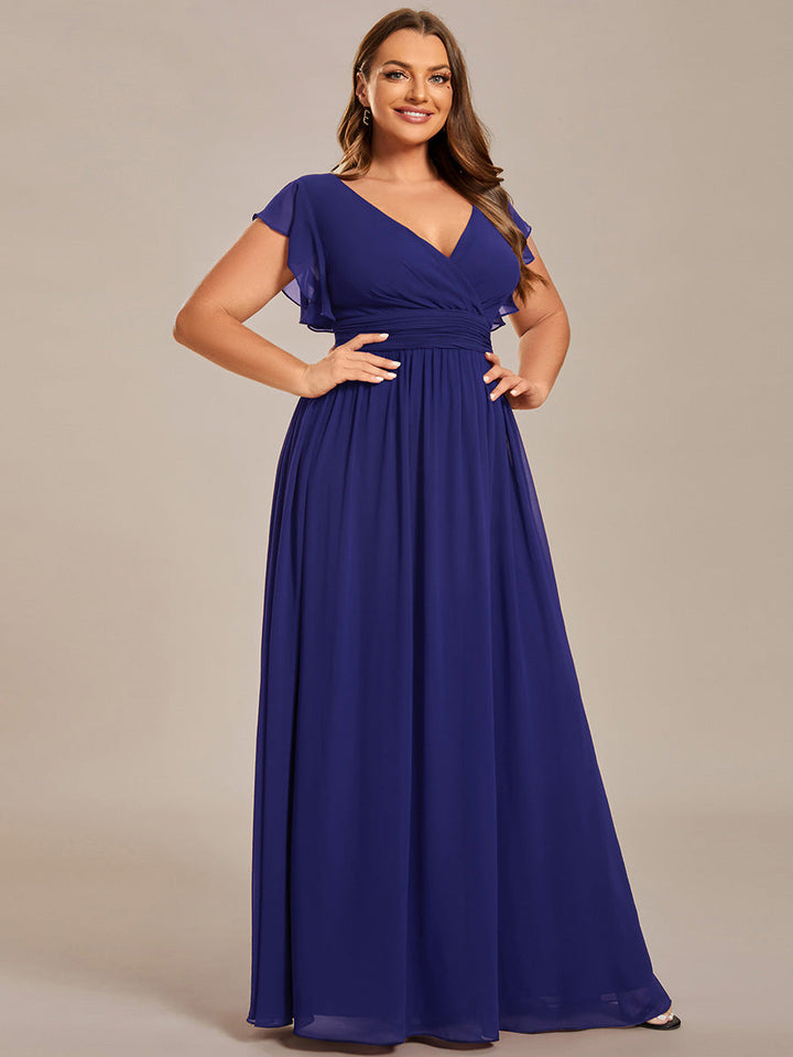 ever LILYANA|Abito da damigella in chiffon con maniche plissettate e scollatura sul retro