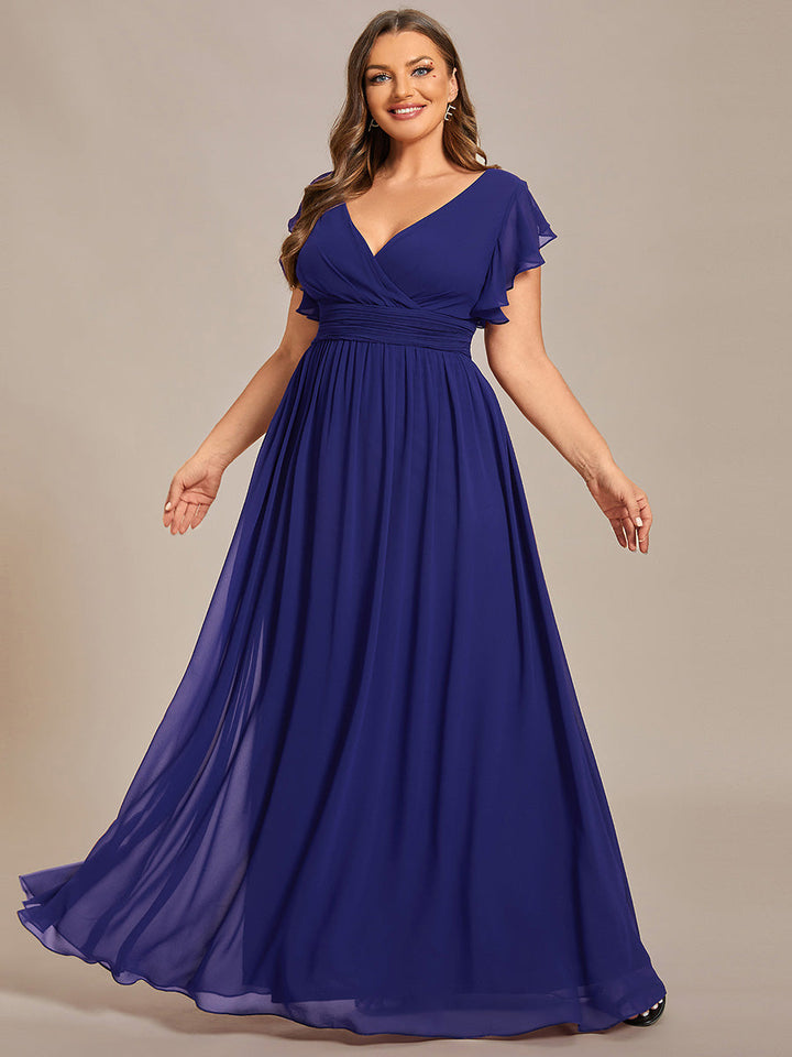 ever LILYANA|Abito da damigella in chiffon con maniche plissettate e scollatura sul retro