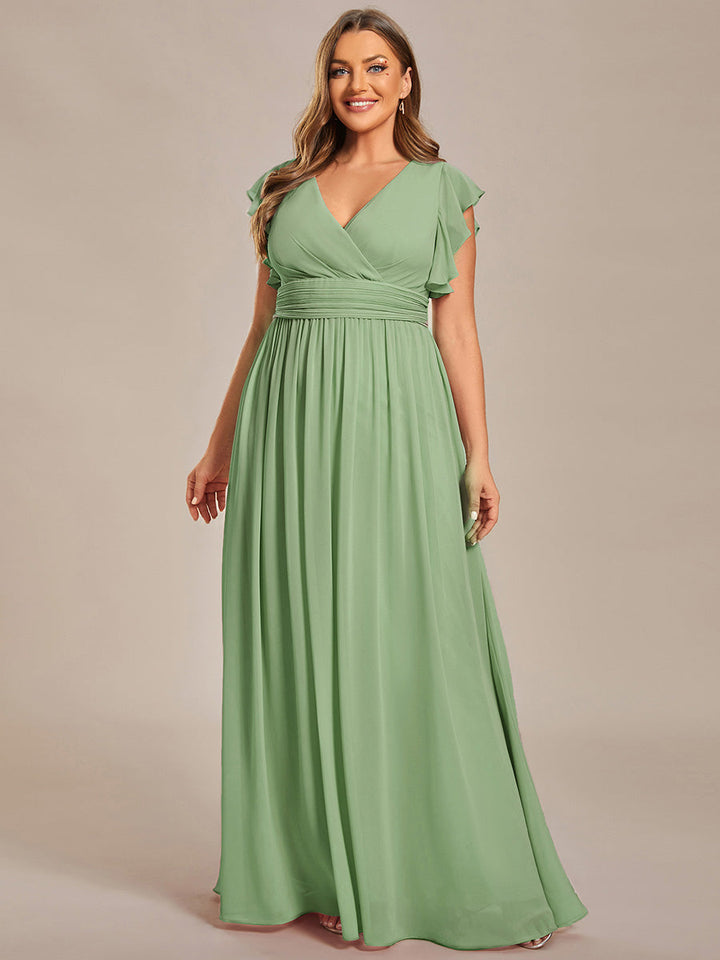 ever LILYANA|Abito da damigella in chiffon con maniche plissettate e scollatura sul retro