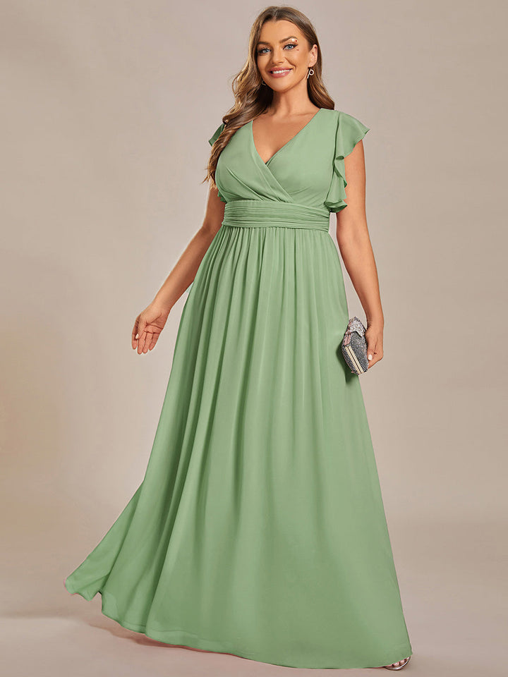 ever LILYANA|Abito da damigella in chiffon con maniche plissettate e scollatura sul retro