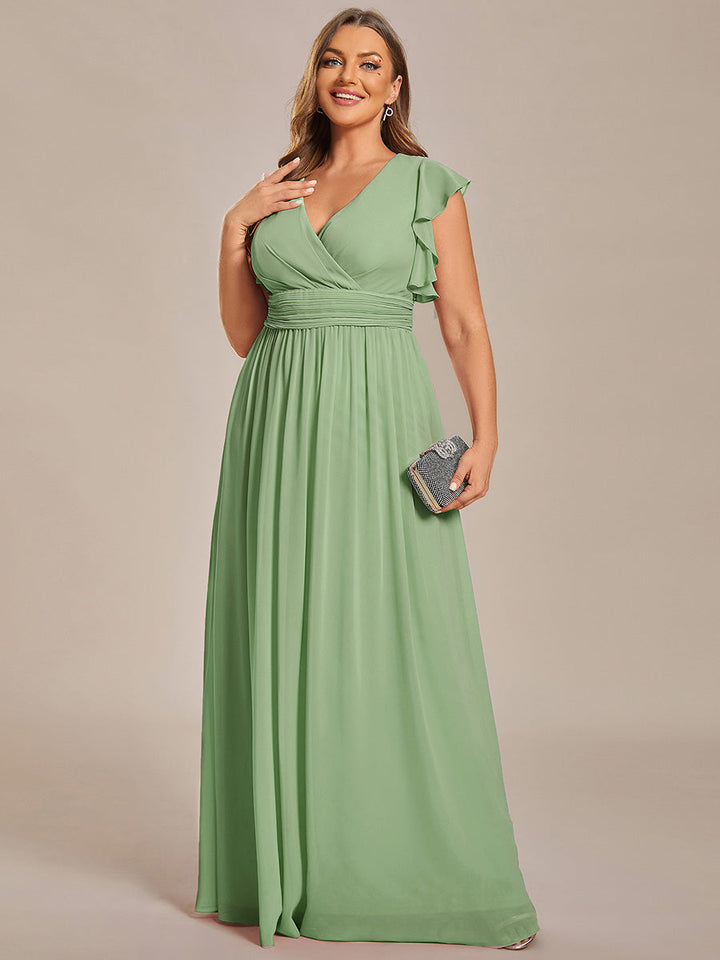 ever LILYANA|Abito da damigella in chiffon con maniche plissettate e scollatura sul retro