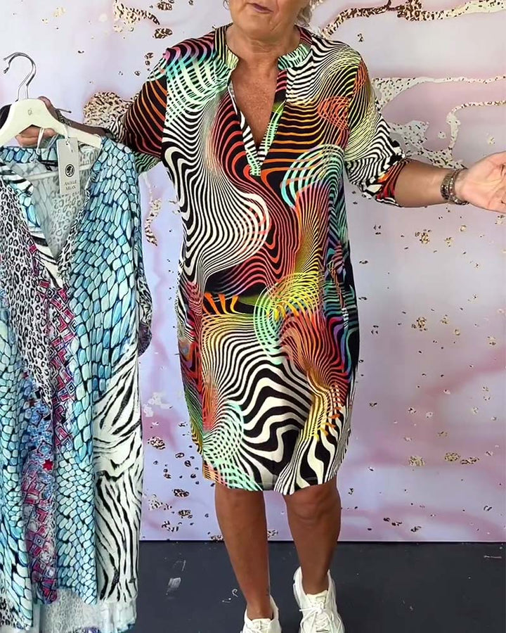 Ria™ | Abito Colorato con Scollo a V