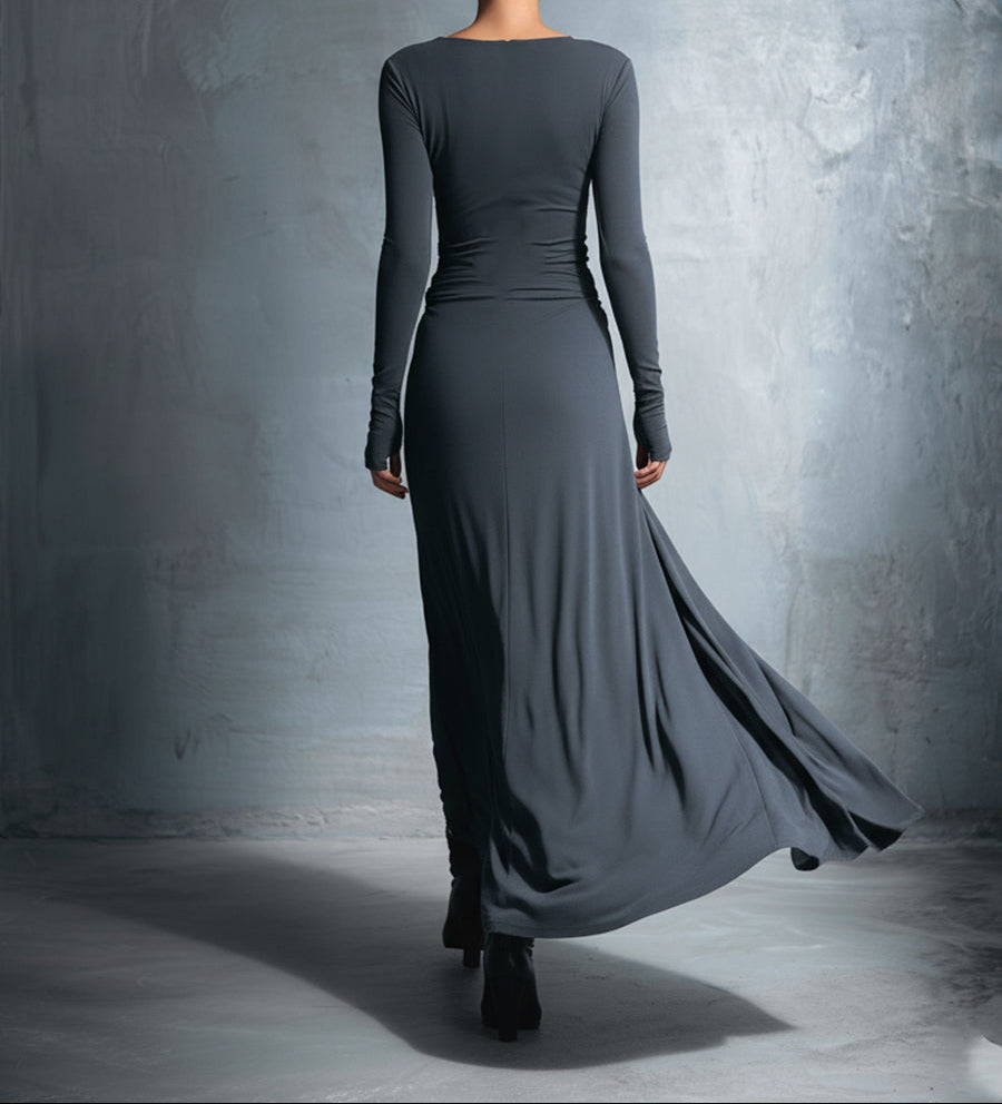 Abito Maxi con Nodo Laterale Elegante per Donna