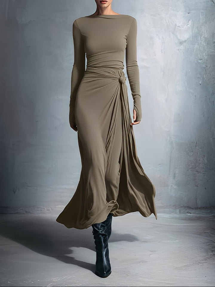 Abito Maxi con Nodo Laterale Elegante per Donna